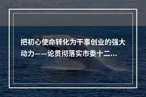 把初心使命转化为干事创业的强大动力——论贯彻落实市委十二届八次全会精神