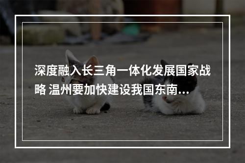 深度融入长三角一体化发展国家战略 温州要加快建设我国东南沿海区域中心城市