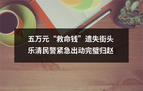 五万元“救命钱”遗失街头 乐清民警紧急出动完璧归赵