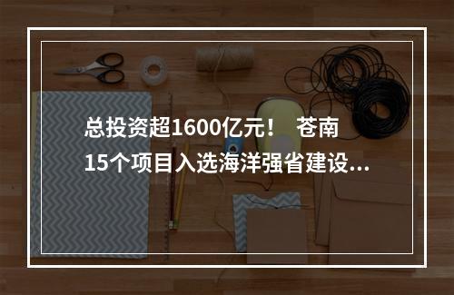 总投资超1600亿元！  苍南15个项目入选海洋强省建设清单