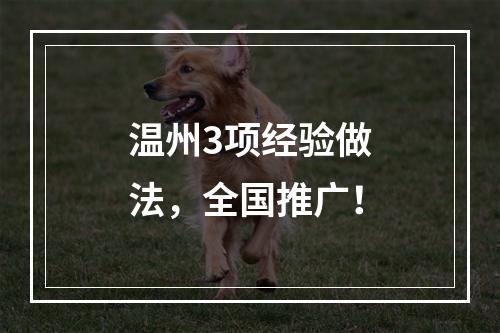 温州3项经验做法，全国推广！