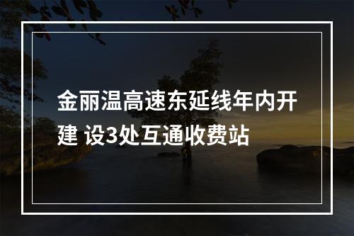 金丽温高速东延线年内开建 设3处互通收费站