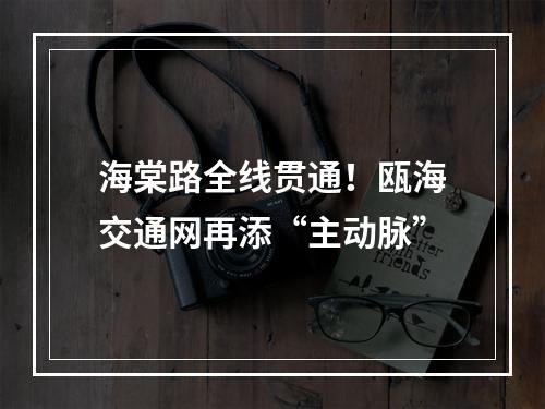 海棠路全线贯通！瓯海交通网再添“主动脉”