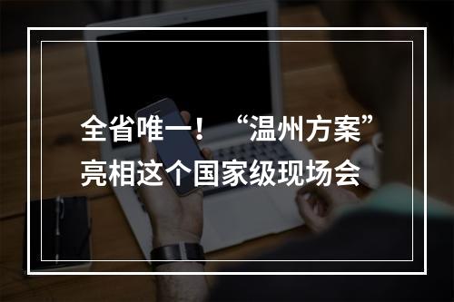 全省唯一！“温州方案”亮相这个国家级现场会
