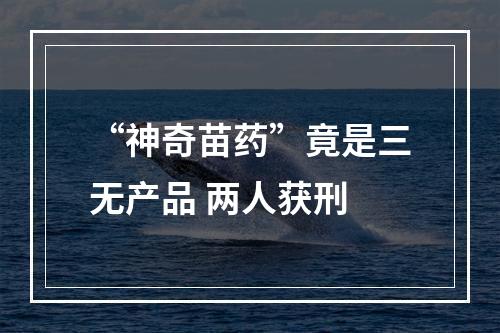 “神奇苗药”竟是三无产品 两人获刑