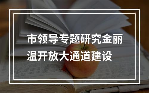 市领导专题研究金丽温开放大通道建设