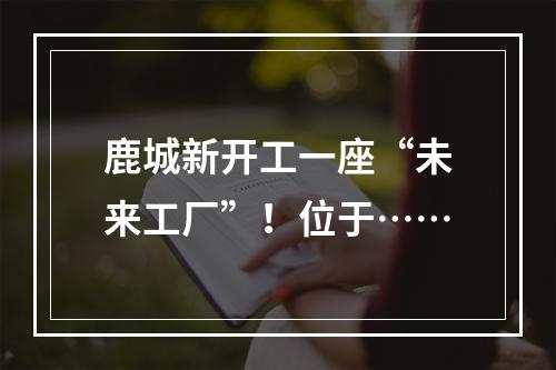 鹿城新开工一座“未来工厂”！位于……