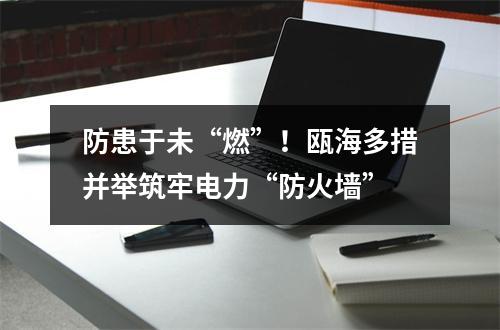 防患于未“燃”！瓯海多措并举筑牢电力“防火墙”