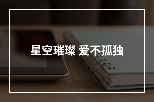 星空璀璨 爱不孤独