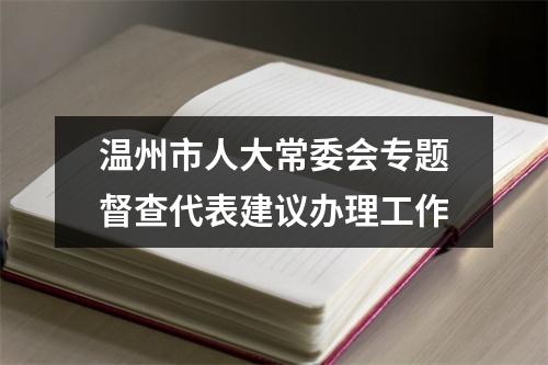 温州市人大常委会专题督查代表建议办理工作