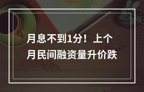 月息不到1分！上个月民间融资量升价跌