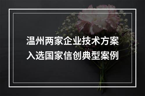 温州两家企业技术方案入选国家信创典型案例