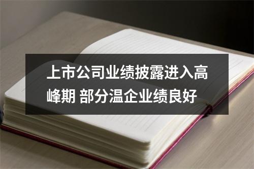 上市公司业绩披露进入高峰期 部分温企业绩良好
