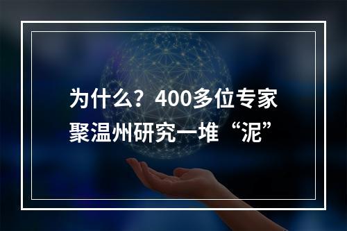为什么？400多位专家聚温州研究一堆“泥”