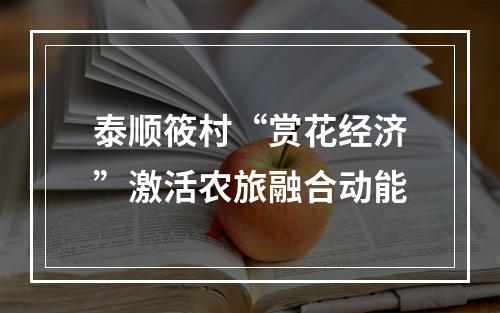 泰顺筱村“赏花经济”激活农旅融合动能