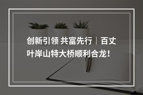 创新引领 共富先行｜百丈叶岸山特大桥顺利合龙！