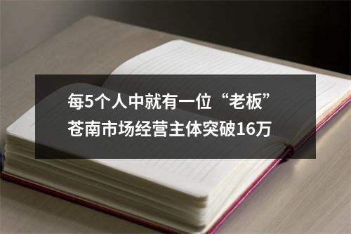每5个人中就有一位“老板” 苍南市场经营主体突破16万