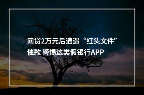 网贷2万元后遭遇“红头文件”催款 警惕这类假银行APP