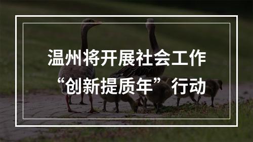 温州将开展社会工作“创新提质年”行动