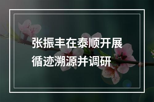 张振丰在泰顺开展循迹溯源并调研