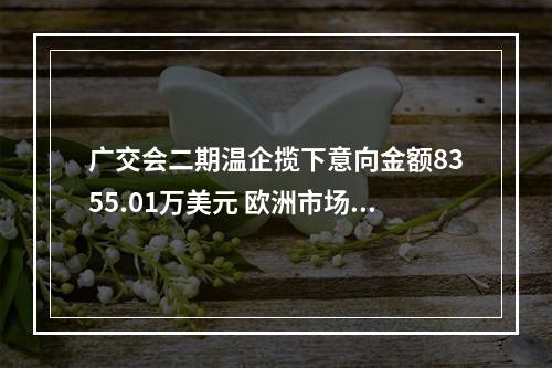 广交会二期温企揽下意向金额8355.01万美元 欧洲市场占交易额榜首