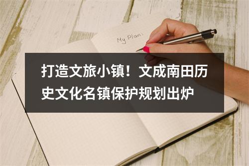 打造文旅小镇！文成南田历史文化名镇保护规划出炉