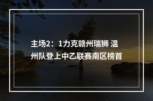 主场2：1力克赣州瑞狮 温州队登上中乙联赛南区榜首