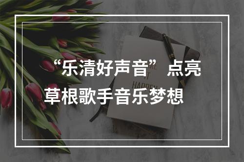 “乐清好声音”点亮草根歌手音乐梦想