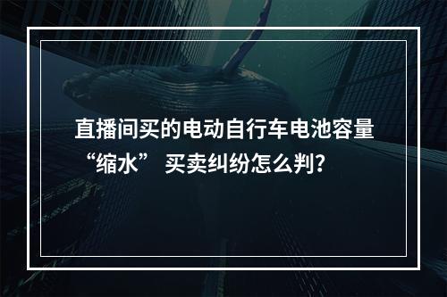直播间买的电动自行车电池容量“缩水” 买卖纠纷怎么判？