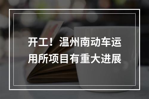 开工！温州南动车运用所项目有重大进展