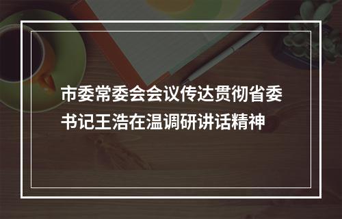 市委常委会会议传达贯彻省委书记王浩在温调研讲话精神