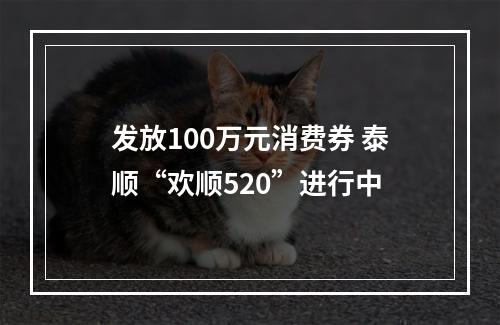 发放100万元消费券 泰顺“欢顺520”进行中
