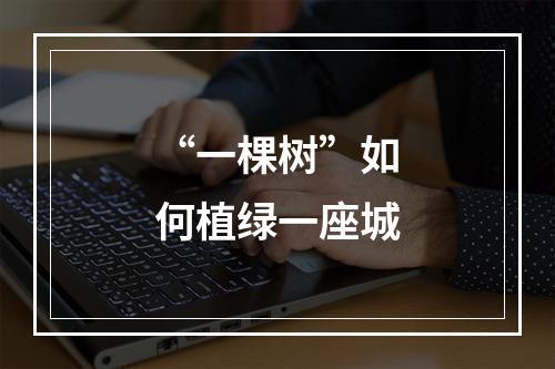 “一棵树”如何植绿一座城