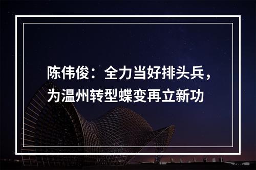 陈伟俊：全力当好排头兵，为温州转型蝶变再立新功