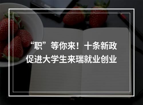 “职”等你来！十条新政促进大学生来瑞就业创业