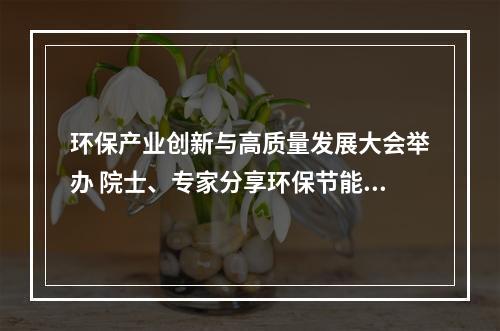 环保产业创新与高质量发展大会举办 院士、专家分享环保节能前沿技术
