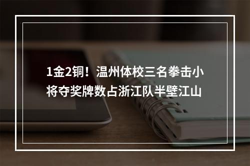 1金2铜！温州体校三名拳击小将夺奖牌数占浙江队半壁江山
