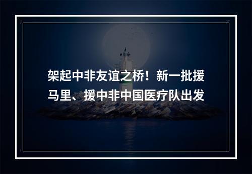 架起中非友谊之桥！新一批援马里、援中非中国医疗队出发