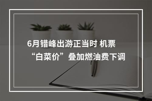 6月错峰出游正当时 机票“白菜价”叠加燃油费下调