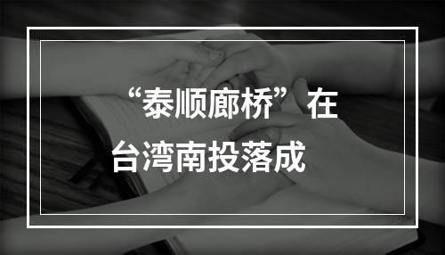 “泰顺廊桥”在台湾南投落成
