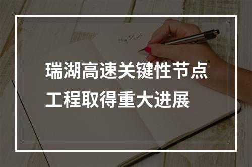 瑞湖高速关键性节点工程取得重大进展