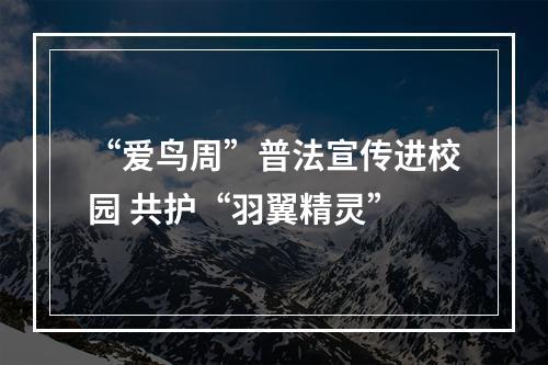 “爱鸟周”普法宣传进校园 共护“羽翼精灵”