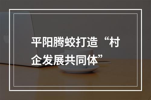 平阳腾蛟打造“村企发展共同体”