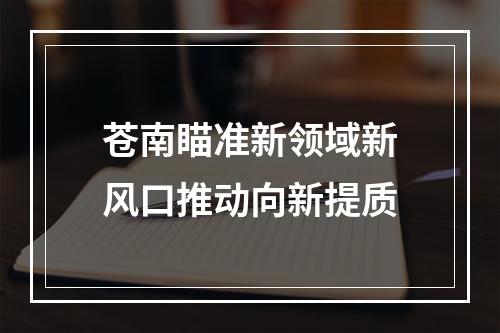 苍南瞄准新领域新风口推动向新提质