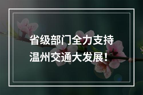 省级部门全力支持温州交通大发展！