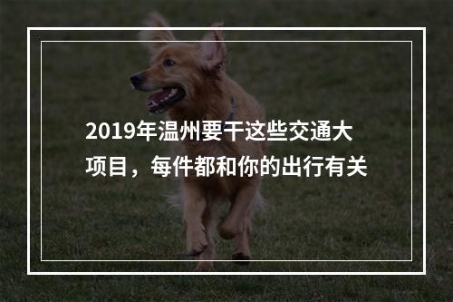 2019年温州要干这些交通大项目，每件都和你的出行有关