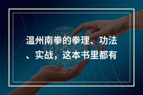 温州南拳的拳理、功法、实战，这本书里都有