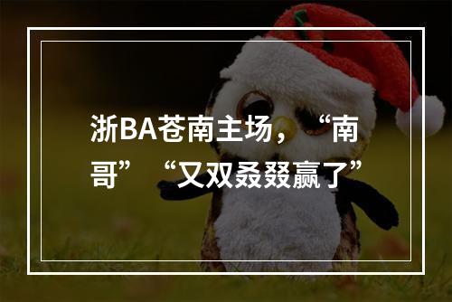 浙BA苍南主场，“南哥”“又双叒叕赢了”