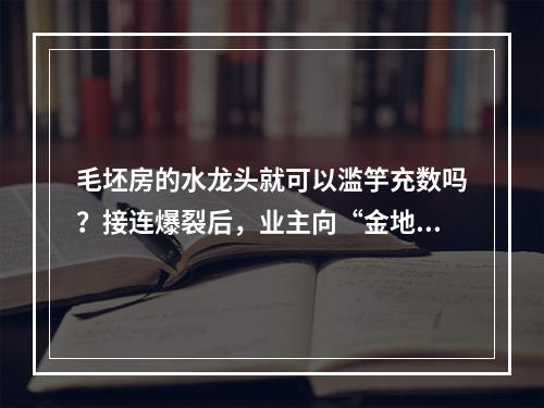 毛坯房的水龙头就可以滥竽充数吗？接连爆裂后，业主向“金地集团”发出灵魂 ...