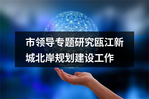 市领导专题研究瓯江新城北岸规划建设工作